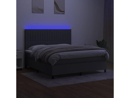 Sommier tapissier et matelas et LED Gris foncé 180x200 cm Tissu FIOS94851
