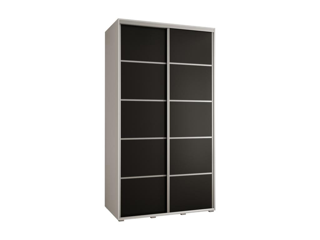 ARMOIRE Chezlova 4 À PORTES COULISSANTES 235.2/130/45 2 portes Blanc/Noir/Argent FEBW24145