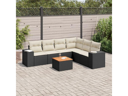 Salon de jardin 7 pcs avec coussins noir résine tressée SRRI27878