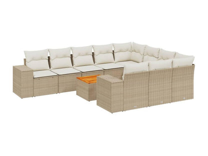 Salon de jardin 11 pièces avec coussins beige résine tressée LRQJ52683