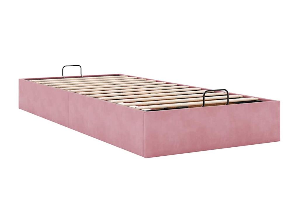 Cadre de lit pouf sans matelas rose 80x200 cm velours DQTW93115