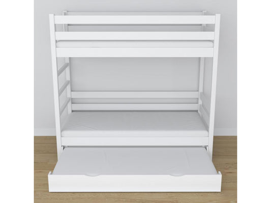 Lit superposé en bois - avec tiroir pour matelas N03 Blanc 100x180 ONFW74810