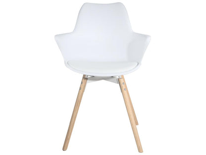 Lot 2 chaises scandinaves coupe pieds bois clair et coussin simili cuir MOTI blanc OZVX03465