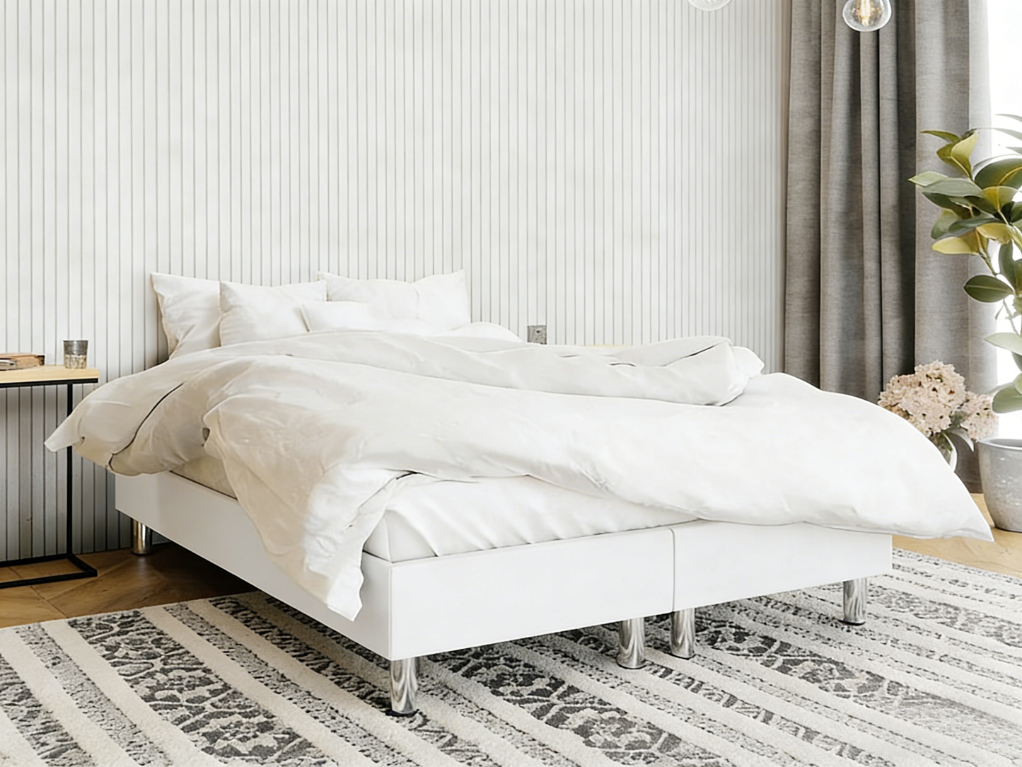 Lit continental Chezlova 101 Double Continental Blanc 140x200 Faux cuir 140x200x47cm BEDR94401