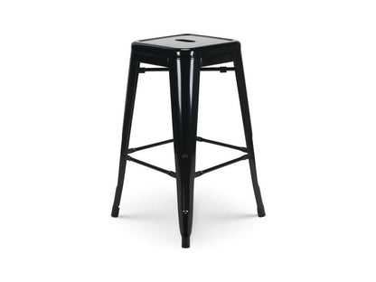 Lot de 4 tabourets de bar en métal noir brillant style industriel - Sans dossier - Hauteur 66 cm GSOS77982