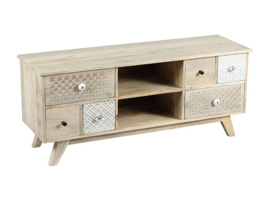 Chezlova - Meuble TV 6 Tiroirs en Manguier Massif Clair LDQK71002