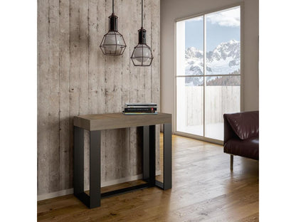 Console extensible 90x40/300 cm Chezlova Premium Noyer cadre Anthracite QCEL96026