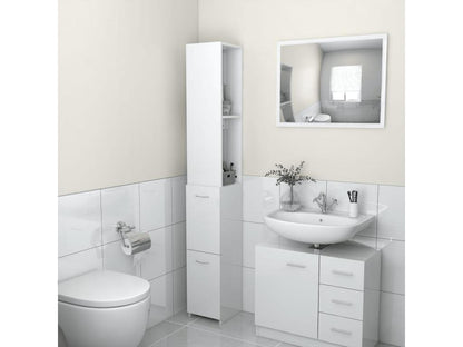 Armoire de bain blanc brillant 25x26,5x170 cm bois d'ingénierie CKUB89013