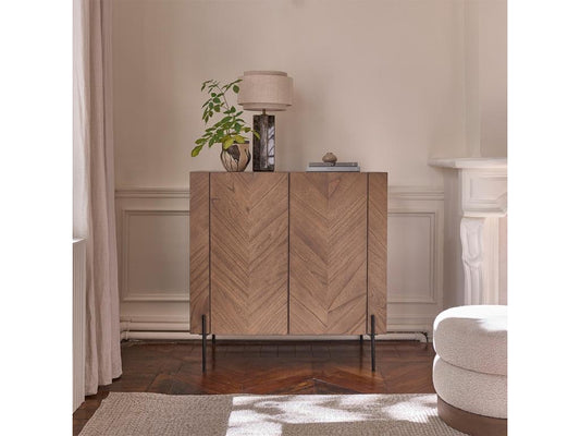 Meuble bar en décohaute massif et métal finition noyer 100 cm ECBI45164