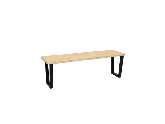 Banc en bois de pin et fer couleur naturel et noir 140x45cm - Chezlova WHLZ96823