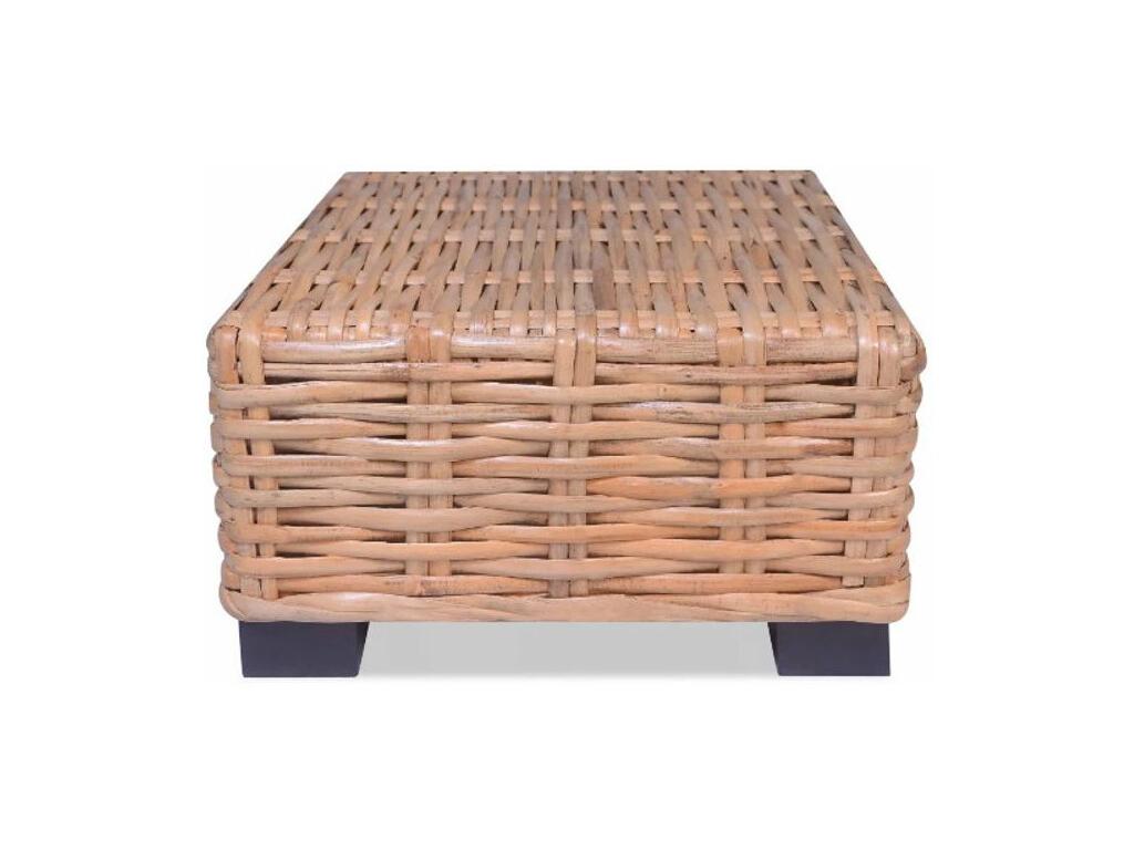 Table basse carrée rotin naturel et manguier massif noir Chezlova KTAI90852