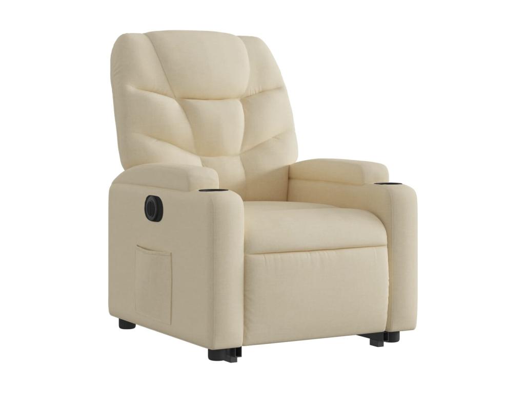 Fauteuil inclinable électrique crème tissu GEHR85351