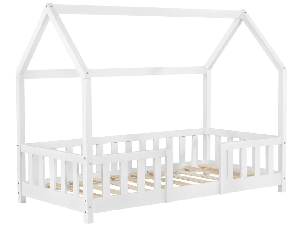 Lit d'Enfant Design Forme Maison Decohaute Pin 160x80 cm Blanc Mat Laqué Decohaute ASIK54387