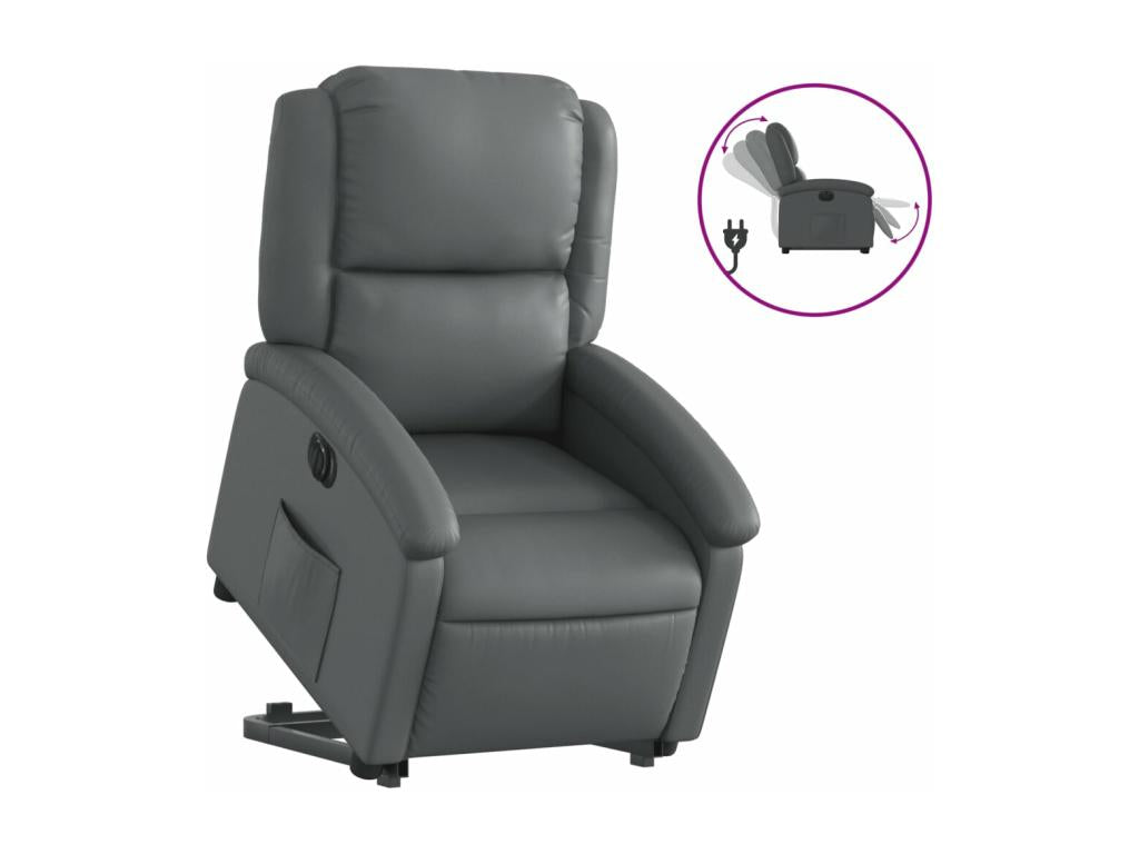 Fauteuil inclinable électrique gris similicuir WTMV98582