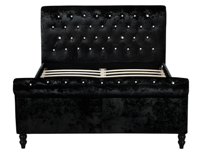 Lit Chezlova Luxe Velours - Tissu Noir - 140x190 cm UPII94439