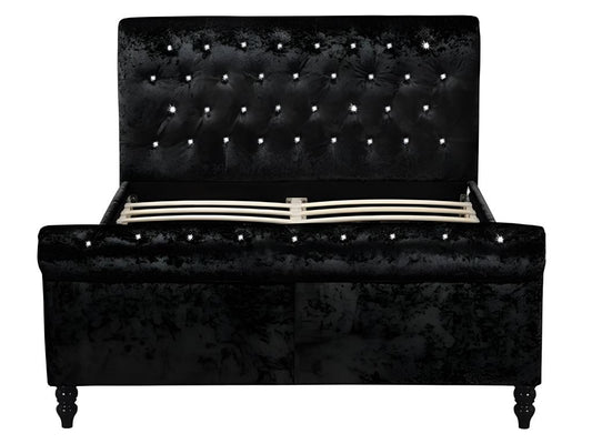 Lit Chezlova Luxe Velours - Tissu Noir - 140x190 cm UPII94439