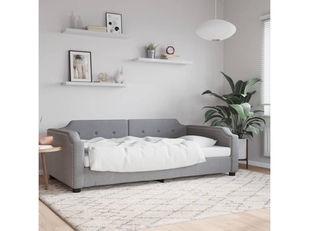 Lit de repos gris clair 80x200 cm tissu EIJQ97760
