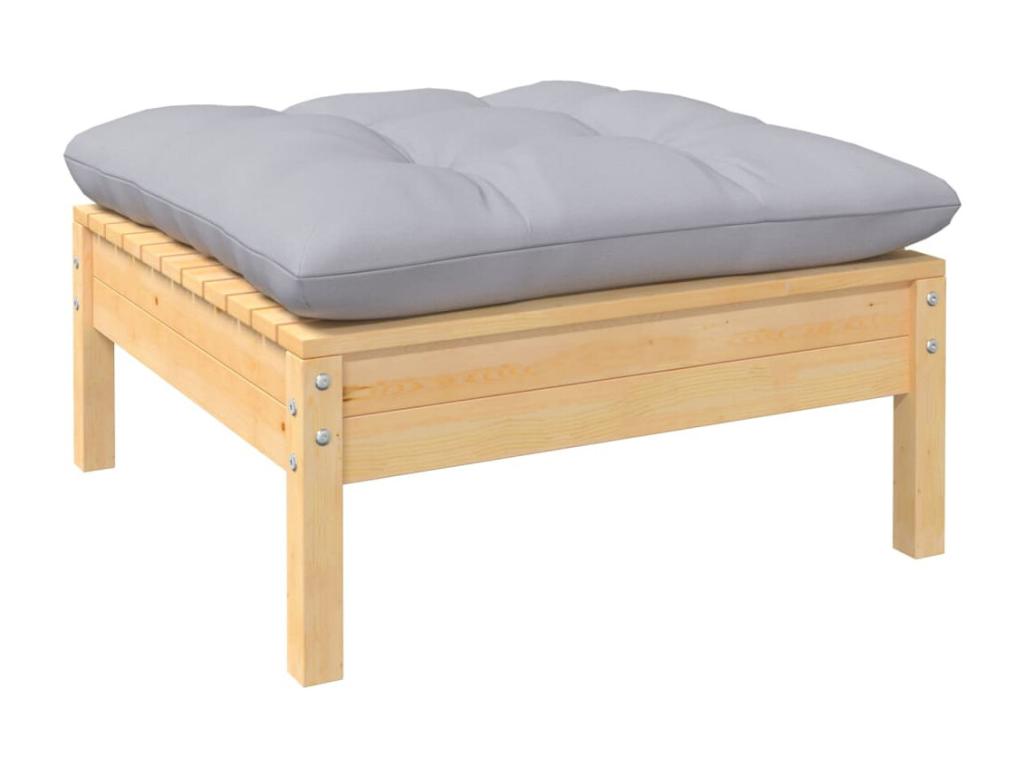 Salon de jardin 9 pièces avec coussins gris Bois de pin solide QBWC61218