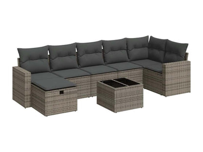 Salon de jardin 8 pcs avec coussins gris résine tressée IPSC67164
