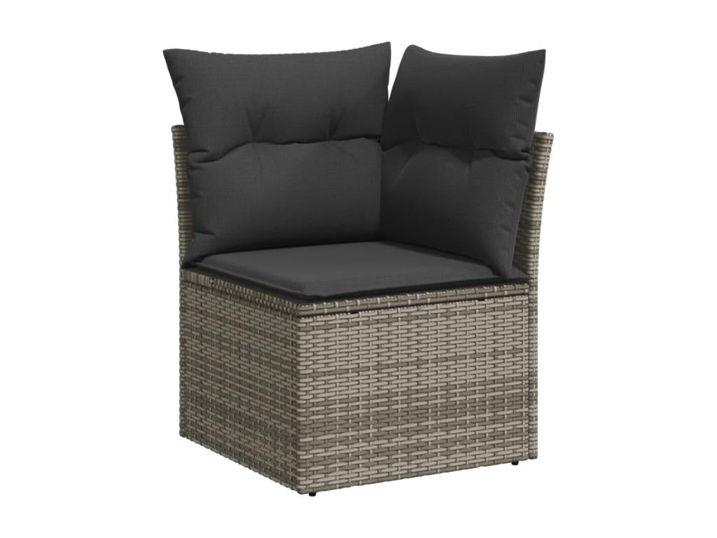 Salon de jardin 9 pcs avec coussins gris résine tressée FCJM73280
