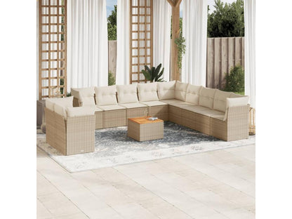 Salon de jardin avec coussins 12 pcs beige résine tressée IXRK43926