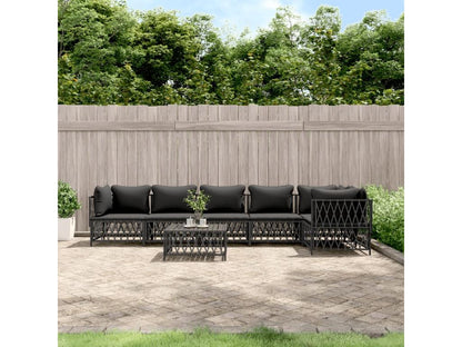 Salon de jardin 7 pcs avec coussins acier anthracite CUFC02967
