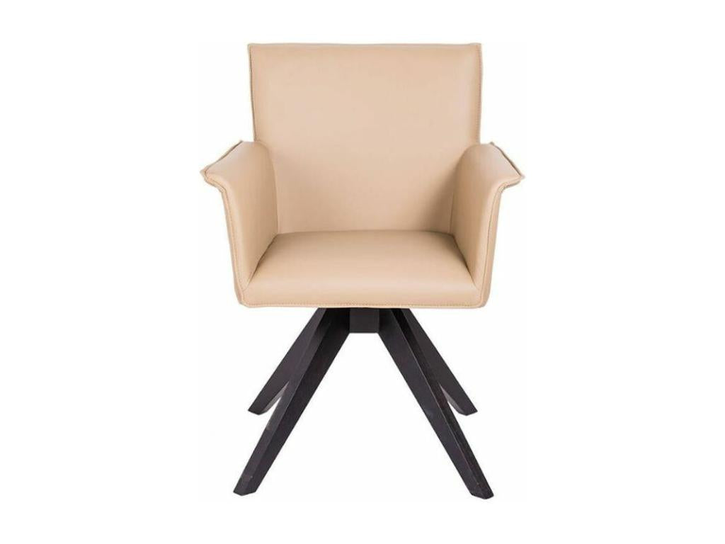 Chaise pivotante similicuir et pieds bois foncé Domopure-Couleur Domopure 90 Noir ZVPK00038