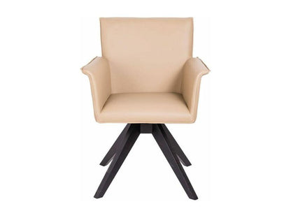 Chaise pivotante similicuir et pieds bois foncé Domopure-Couleur Domopure 90 Noir ZVPK00038