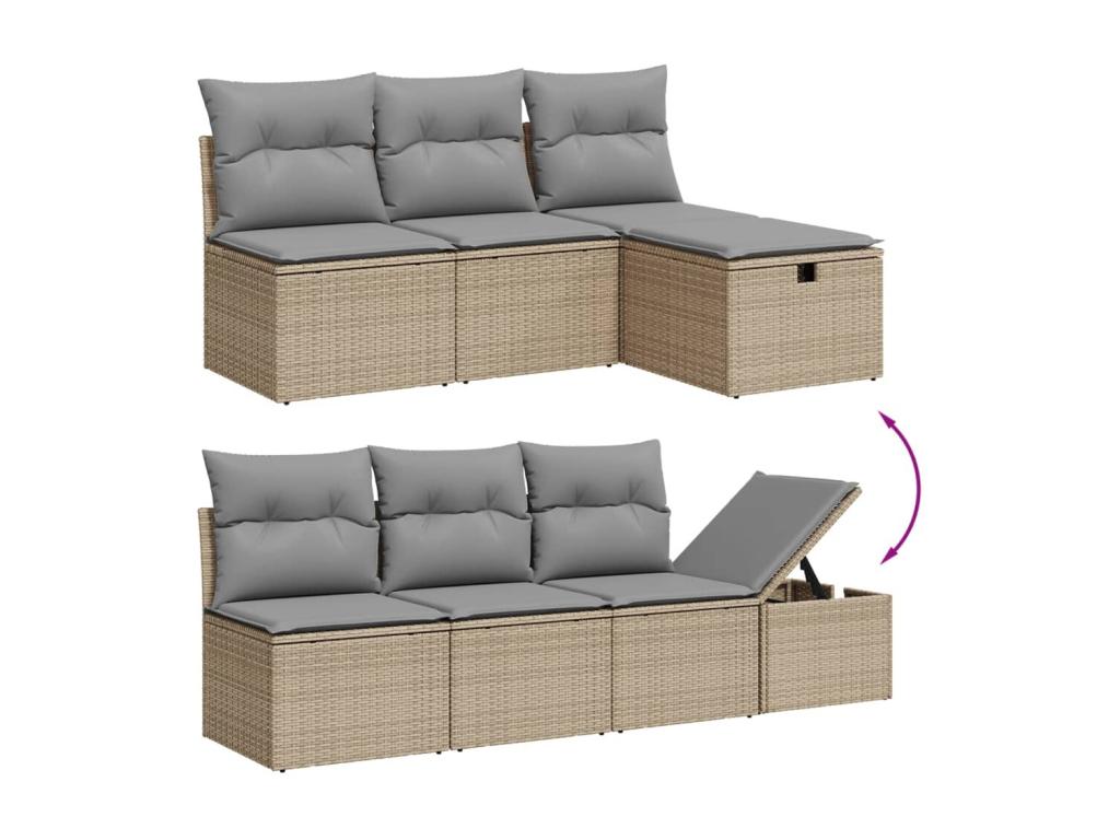 Salon de jardin avec coussins 8 pièces beige résine tressée RGMK48455