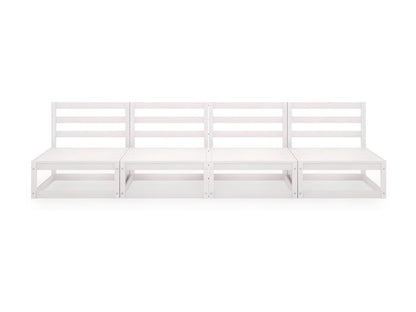 Canapé à 4 places de jardin Blanc Bois de pin solide QCBA67809