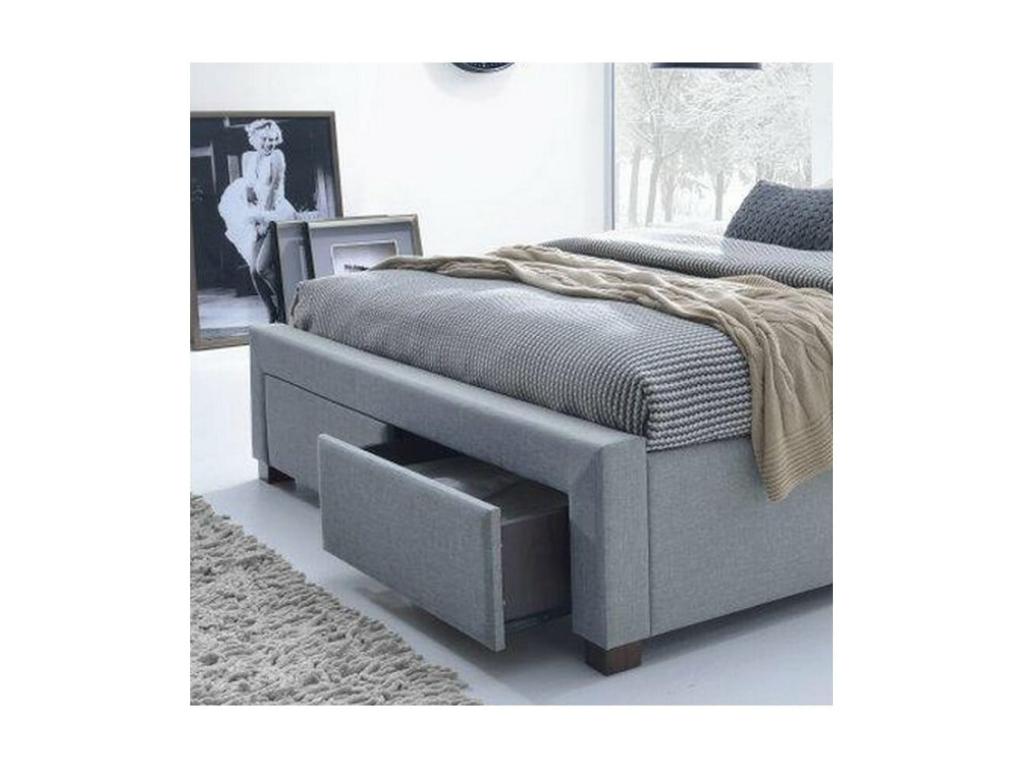 Lit moderne gris 160 / 180x200cm avec sommier Chezlova - 180cm x 200cm HSRZ22992