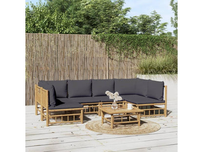 Salon de jardin 7 pièces avec coussins gris foncé Chezlova XYIY93119