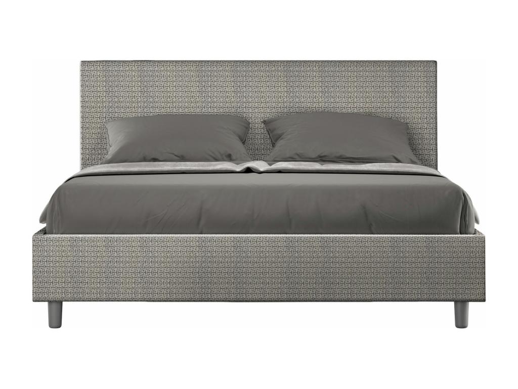 Lit sans sommier rembourré 160x190 tissu Labirinto 02 gris Domopure EOXY81112