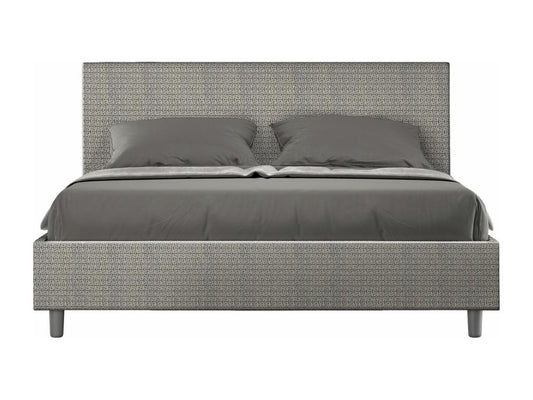 Lit sans sommier rembourré 160x190 tissu Labirinto 02 gris Domopure EOXY81112