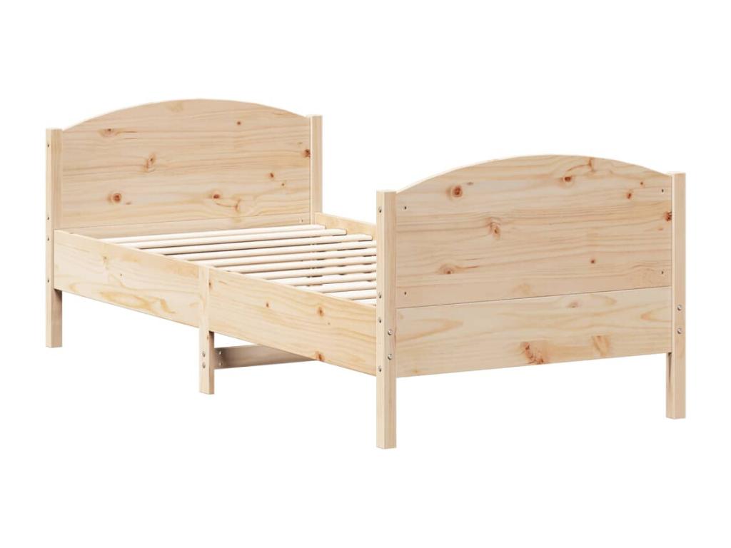 Cadre de lit sans matelas 90x200 cm bois de pin massif ELWW53586