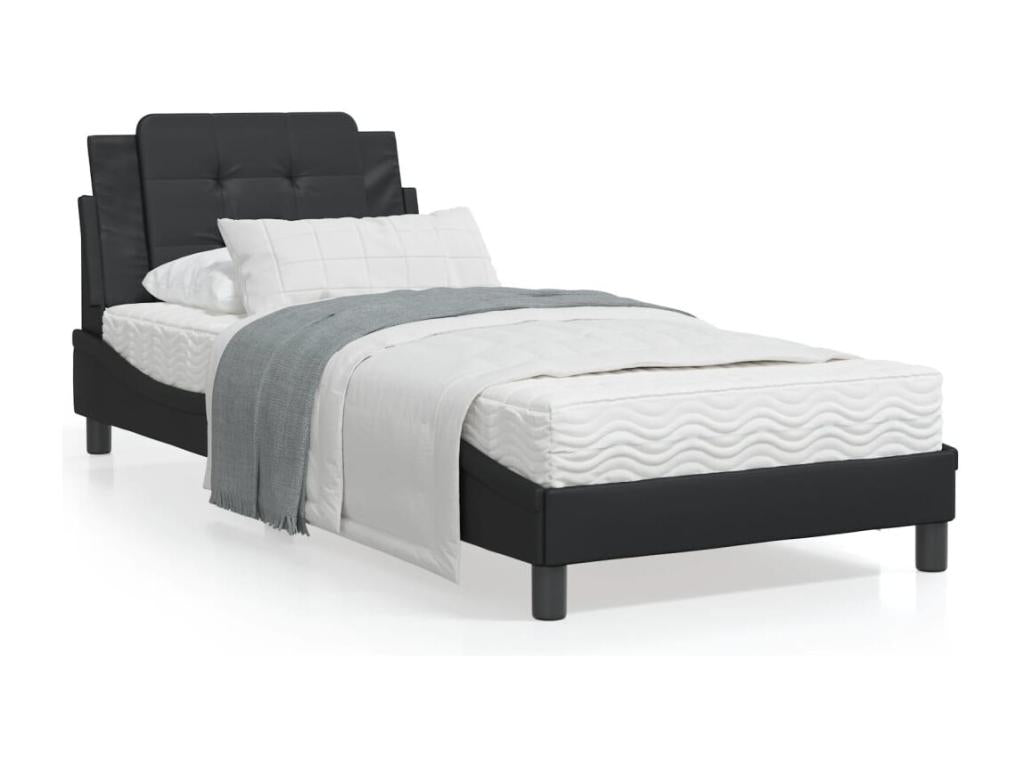 Lit avec matelas noir 90x190 cm similicuir YQXQ08610