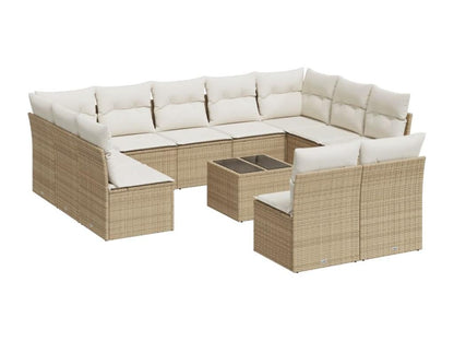 Salon de jardin avec coussins 12 pièces beige résine tressée EPPJ56359