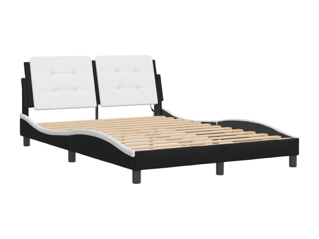 Cadre de lit avec LED sans matelas noir et blanc 140x190 cm DBXN50058