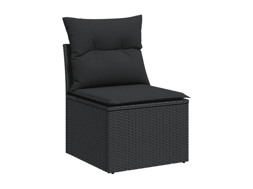 Salon de jardin 4 pcs avec coussins noir résine tressée JWCI34746