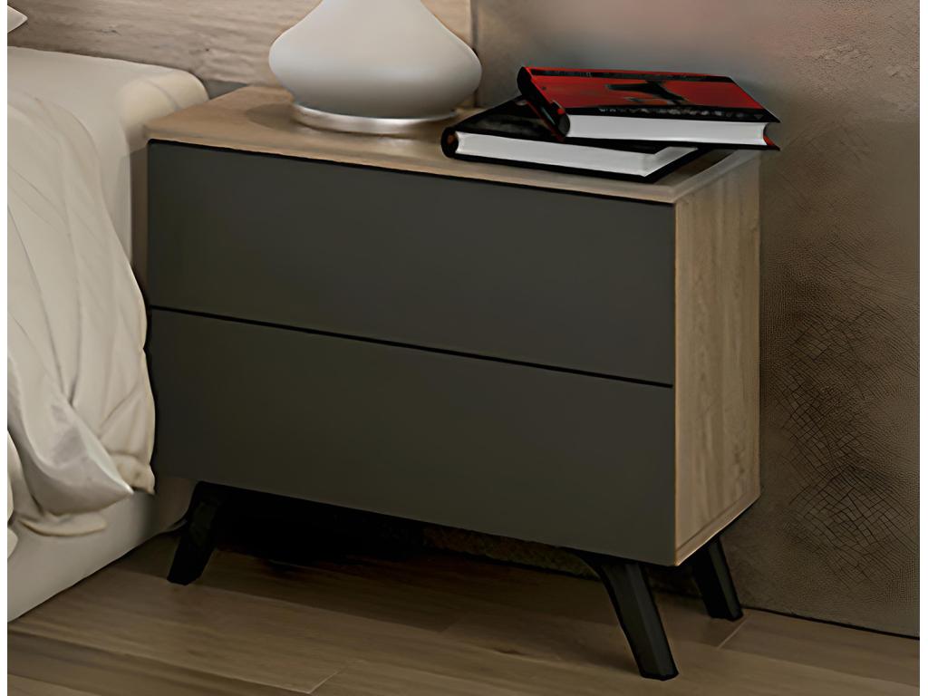 Table de chevet table de nuit Couleuris chêne Chezlova graphite - Longueur 52 x Profondeur 34.80 x Hauteur 50 cm SYUG62720
