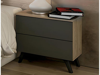 Table de chevet table de nuit Couleuris chêne Chezlova graphite - Longueur 52 x Profondeur 34.80 x Hauteur 50 cm SYUG62720