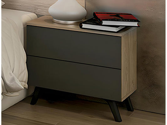 Table de chevet table de nuit Couleuris chêne Chezlova graphite - Longueur 52 x Profondeur 34.80 x Hauteur 50 cm SYUG62720