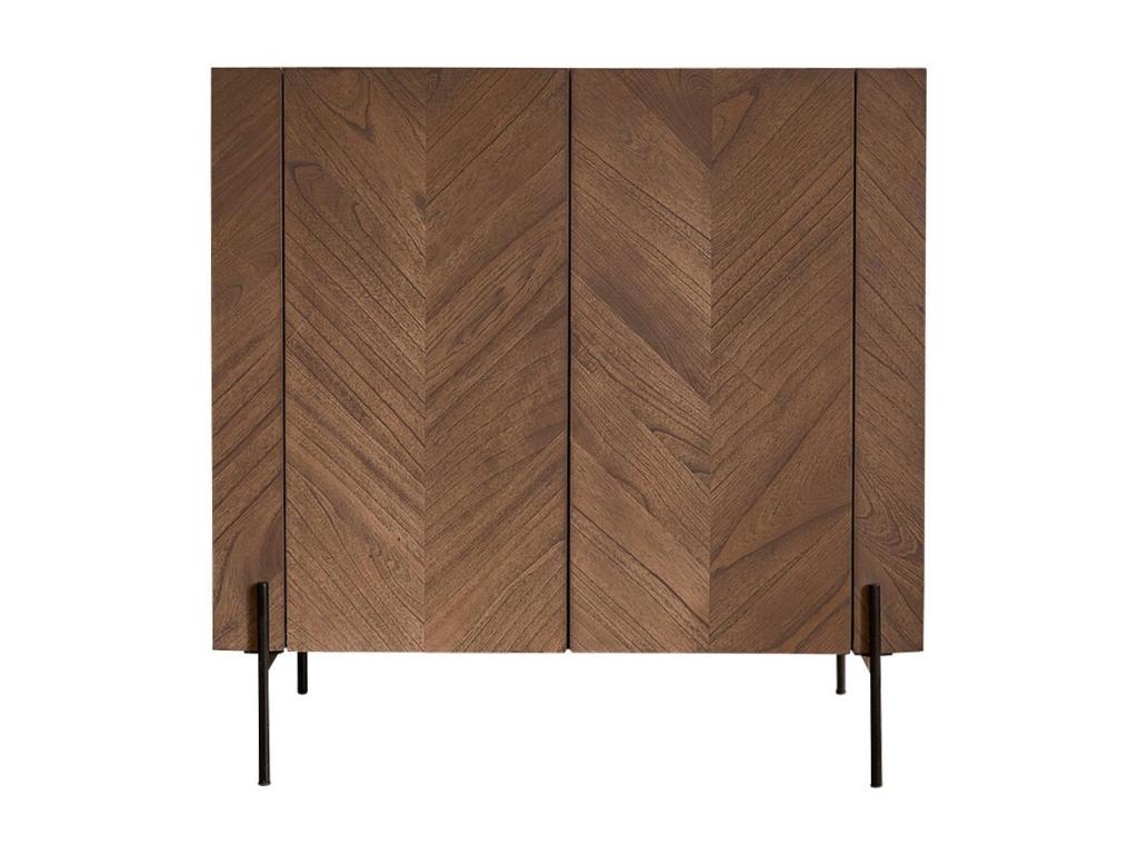 Meuble bar en décohaute massif et métal finition noyer 100 cm ECBI45164