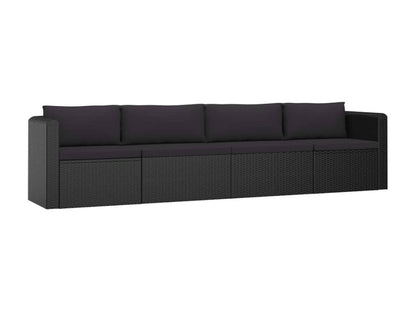 Salon de jardin 9 pcs avec coussins Résine tressée Noir 41 IGET46055