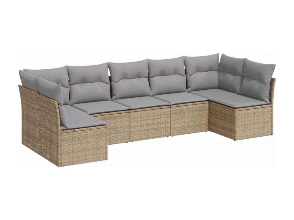 Salon de jardin avec coussins 7 pièces beige résine tressée IWDK17140