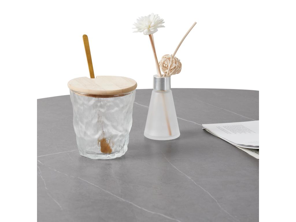 Table basse gigogne marbre ronde salon en pierre frittée lot de 2 design marbre 80x80x40cm / 45x45x50cm AZKU81844