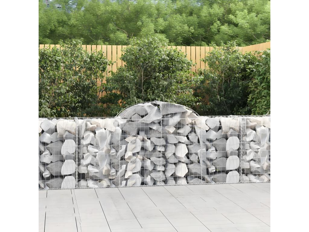 Paniers à gabions arqués 2 pièces 200x50x80/100 cm Fer galvanisé ZRCA97144