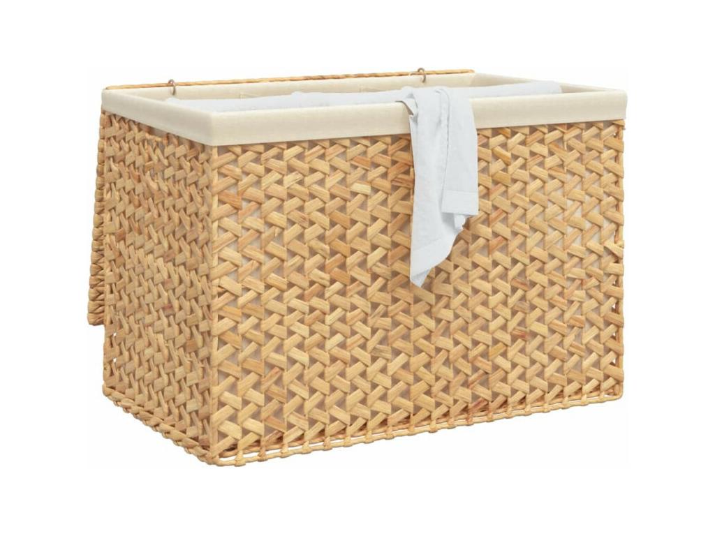 Panier à linge avec 3 sections 75x42.5x52 cm hyacinthe d'eau KPPN87487