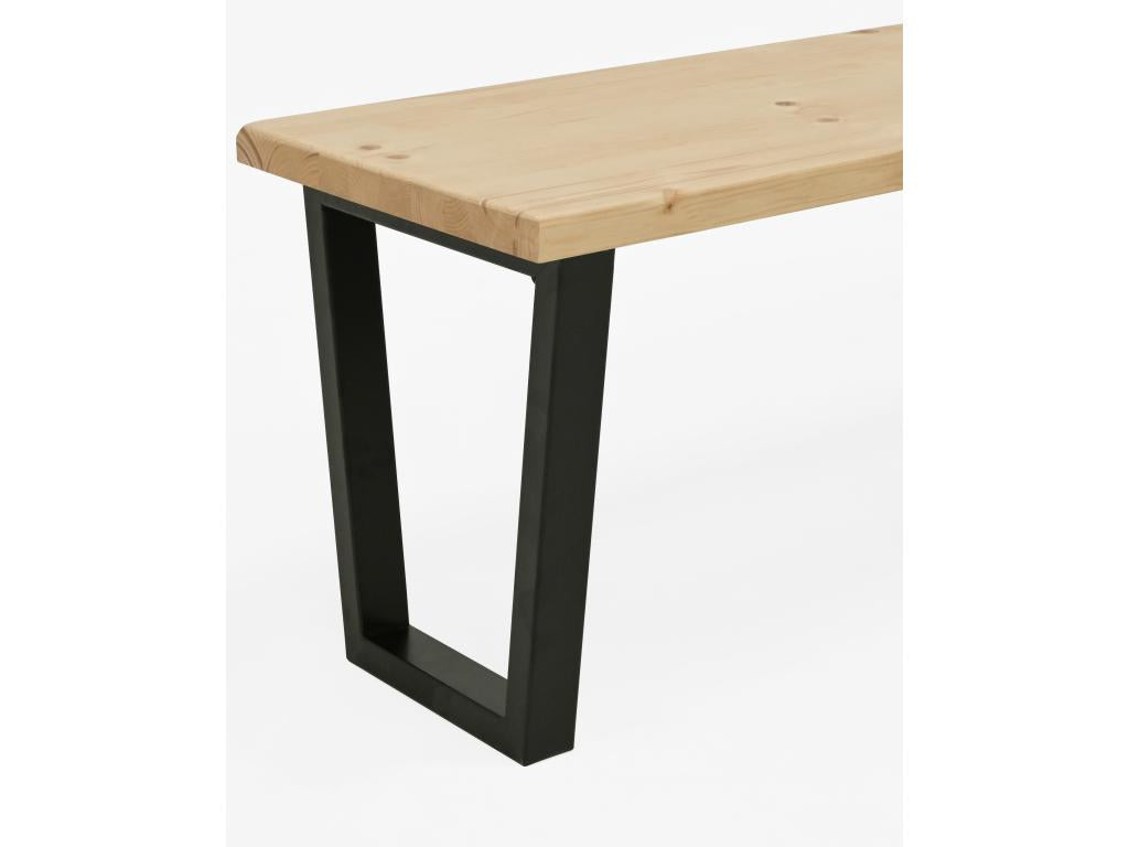 Banc en bois de pin et fer couleur naturel et noir 140x45cm - Chezlova WHLZ96823