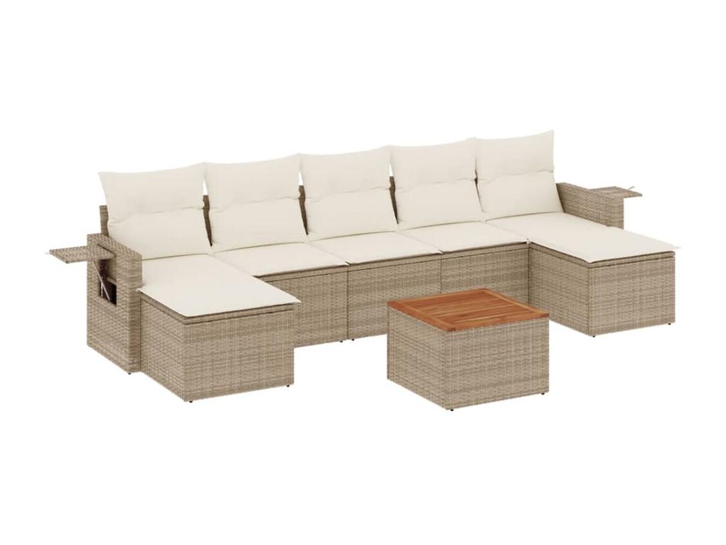 Salon de jardin avec coussins 8 pièces beige résine tressée HQUQ54606